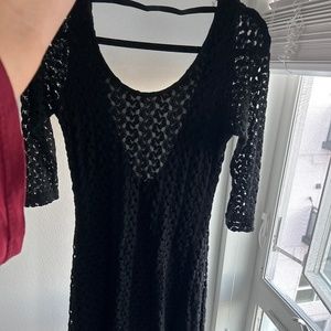 Black high low dress w crochet design